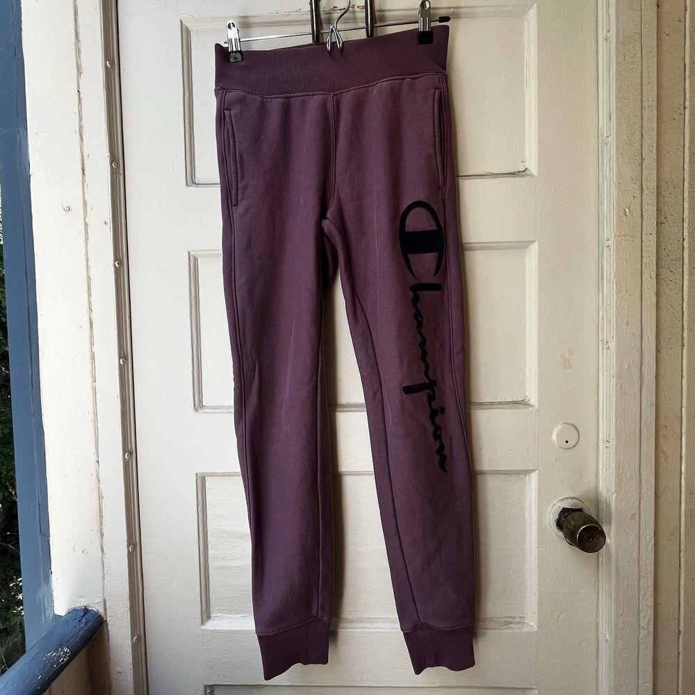 Champion Sweatpants XS Purple Streetwear Logo Statement Athletic Fitness Running